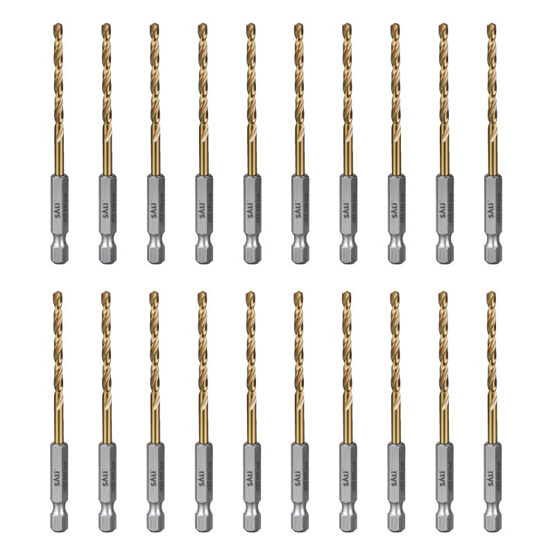 SALI Cobalt Drill Bit Set,20 Pack 9/64 Inch High Speed Steel Hex Shank Jobber Drill Bits, for Hardwood, Aluminum,Metal,Copper,Alloyed Steel - Image 1